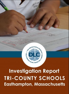 Young student writing. Disability Law Center Investigation Report Tri-County Schools Easthampton, Massachusetts.